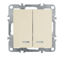 Выключатель двухклавишный Stekker Эрна с подсветкой слоновая кость PSW10-9102-02 39321