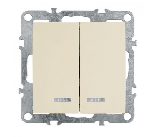 Выключатель двухклавишный Stekker Эрна с подсветкой слоновая кость PSW10-9102-02 39321 Выключатель двухклавишный Stekker Эрна с подсветкой слоновая кость PSW10-9102-02 39321