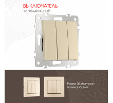 Выключатель трехклавишный Arte Milano 206.30-3.shampan