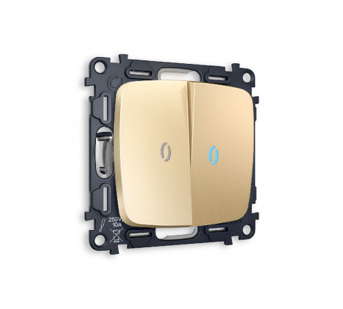 Комплект механизма 2-кл проходного выключателя с подсветкой Ambrella Volt Omega MO604040 Комплект механизма 2-кл проходного выключателя с подсветкой Ambrella Volt Omega MO604040