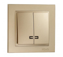 Выключатель двухклавишный с подсветкой Mono Electric Despina 10А 250В титан 102-222225-103