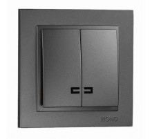 Выключатель двухклавишный с подсветкой Mono Electric Despina 10А 250В графит 102-202025-103