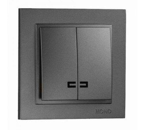 Выключатель двухклавишный с подсветкой Mono Electric Despina 10А 250В графит 102-202025-103 Выключатель двухклавишный с подсветкой Mono Electric Despina 10А 250В графит 102-202025-103
