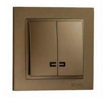 Выключатель двухклавишный с подсветкой Mono Electric Despina 10А 250В бронза 102-232325-103