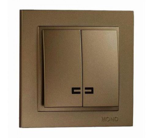 Выключатель двухклавишный с подсветкой Mono Electric Despina 10А 250В бронза 102-232325-103 Выключатель двухклавишный с подсветкой Mono Electric Despina 10А 250В бронза 102-232325-103