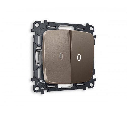 Комплект механизма 2-кл выключателя с подсветкой Ambrella Volt Omega MO634015 Комплект механизма 2-кл выключателя с подсветкой Ambrella Volt Omega MO634015