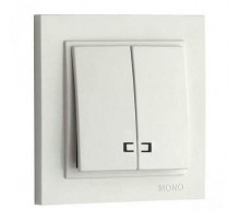 Выключатель двухклавишный с подсветкой Mono Electric Despina 10А 250В слоновая кость 102-010025-103