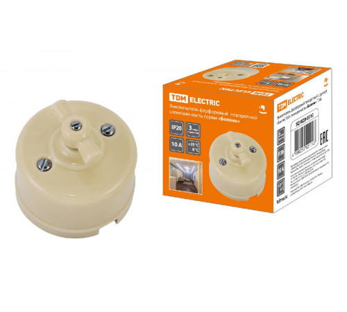 Выключатель фарфоровый поворотный с ручкой Болонь TDM Electric SQ1820-0310 Выключатель фарфоровый поворотный с ручкой Болонь TDM Electric SQ1820-0310