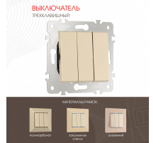 Выключатель трехклавишный Arte Milano 203.30-3.shampan