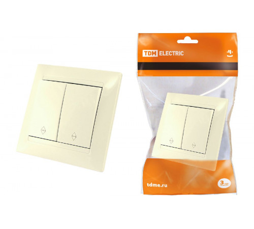 Выключатель двухклавишный на 2 направления Лама TDM Electric SQ1815-0107 Выключатель двухклавишный на 2 направления Лама TDM Electric SQ1815-0107