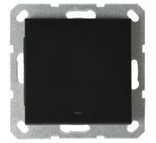 Выключатель одноклавишный Jasmart со светодиодом с накладкой 10A 250V черный матовый (soft touch) G3011NPB