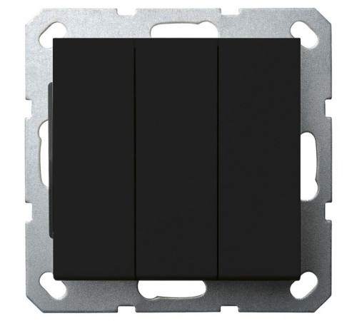 Выключатель трехклавишный Jasmart с накладкой 10A 250V черный матовый (soft touch) G3031PB