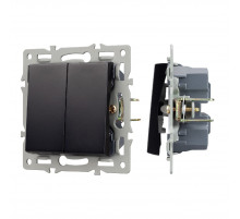 Механизм выключателя двухклавишный проходной Arlight SWT-MKP2-PL-BK (250V, 16A) 043728