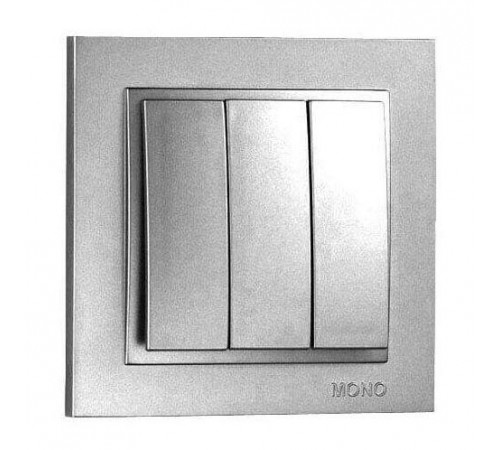 Выключатель трехклавишный Mono Electric Despina 10А 250В серебро 102-212122-114