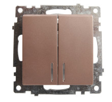 Выключатель 2-клавишный c индикатором Stekker Катрин 39593