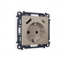 Комплект механизма розетки 2USB A+C 20W (быстрая зарядка) с/з Ambrella Volt Alfa MA370010