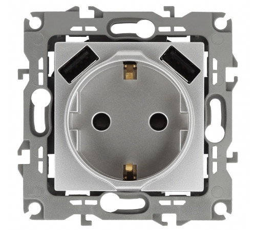 Розетка 2P+E со шторками и 2xUSB Эра 12-4109-03 Б0047842 Розетка 2P+E со шторками и 2xUSB Эра 12-4109-03 Б0047842