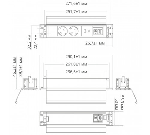 Блок розеток 41P (2 секции, USB + type C + RJ45 + HDMI) Mebax 00-00002596 Блок розеток 41P (2 секции, USB + type C + RJ45 + HDMI) Mebax 00-00002596