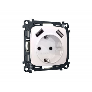 Комплект механизма розетки 2USB A+A 18W (быстрая зарядка) с/з Ambrella Volt Omega MO209010