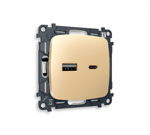 Комплект механизма розетки 2USB A+C 20W (быстрая зарядка) Ambrella Volt Omega MO611010 Комплект механизма розетки 2USB A+C 20W (быстрая зарядка) Ambrella Volt Omega MO611010