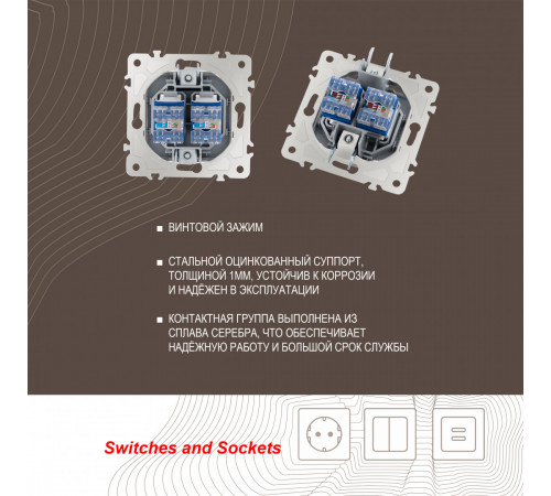 Розетка двойная RJ45 Arte Milano 203.45-2.silver Розетка двойная RJ45 Arte Milano 203.45-2.silver
