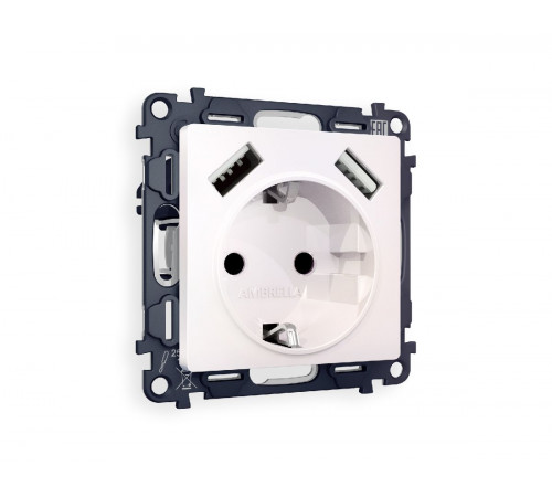 Комплект механизма розетки 2USB A+A 18W (быстрая зарядка) с/з Ambrella Volt Alfa MA209010