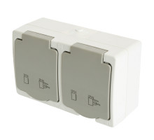 Розетка двухместная с крышкой Stekker PST16-22-54 Велена 49730