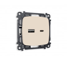 Комплект механизма розетки 2USB A+C 20W (быстрая зарядка) Ambrella Volt Omega MO331010