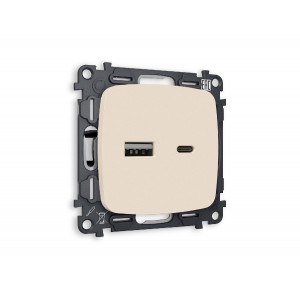Комплект механизма розетки 2USB A+C 20W (быстрая зарядка) Ambrella Volt Omega MO331010