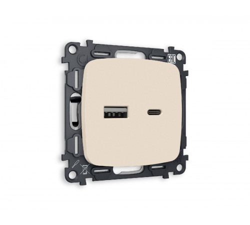 Комплект механизма розетки 2USB A+C 20W (быстрая зарядка) Ambrella Volt Omega MO331010 Комплект механизма розетки 2USB A+C 20W (быстрая зарядка) Ambrella Volt Omega MO331010