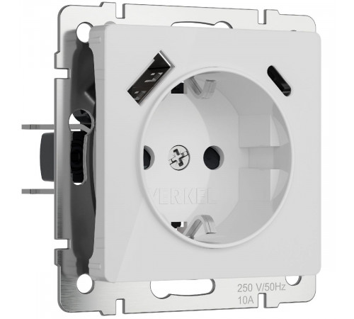 Розетка с заземлением, шторками и USB тип A+C Werkel 4690389197345 W1171741 a064014 Розетка с заземлением, шторками и USB тип A+C Werkel 4690389197345 W1171741 a064014