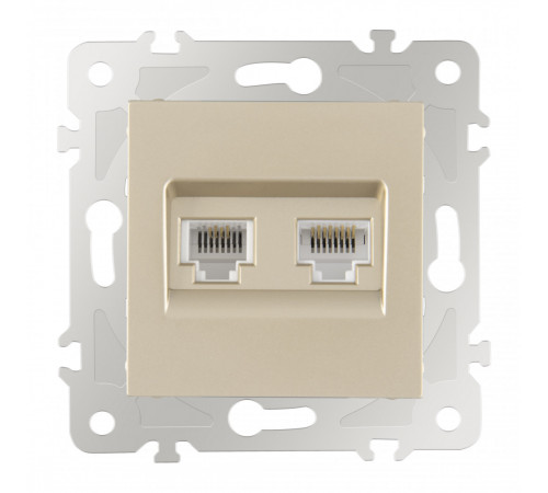 Розетка телефонная RJ11 + компьютерная RJ45 Arte Milano 203.44-1.shampan Розетка телефонная RJ11 + компьютерная RJ45 Arte Milano 203.44-1.shampan