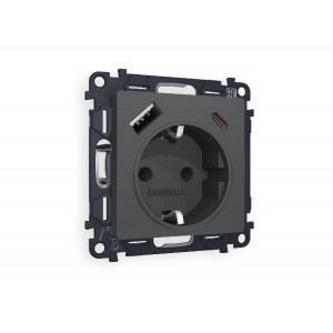 Комплект механизма розетки 2USB A+C 20W (быстрая зарядка) с/з Ambrella Volt Alfa MA910010