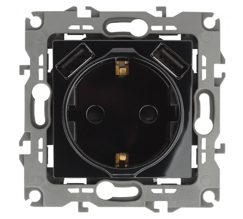 Розетка 2P+E со шторками и 2xUSB Эра 12-4109-06 Б0047845 Розетка 2P+E со шторками и 2xUSB Эра 12-4109-06 Б0047845