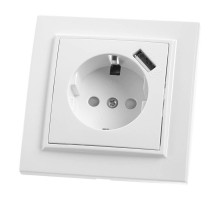 Розетка Feron Stekker Эрна с/з 16A 250V USB белый PST16901101 39051