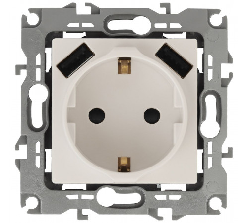 Розетка 2P+E со шторками и 2xUSB Эра 12-4109-02 Б0047841 Розетка 2P+E со шторками и 2xUSB Эра 12-4109-02 Б0047841