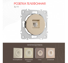 Розетка телефонная RJ11 Arte Milano 202.51-1.shampan