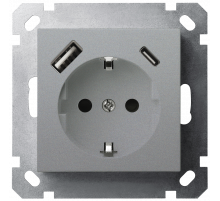 Розетка SHUKO Jasmart с USB тип A + C1 с защитными шторками (2P+T) 25W 16A 250V G5501USB-25S