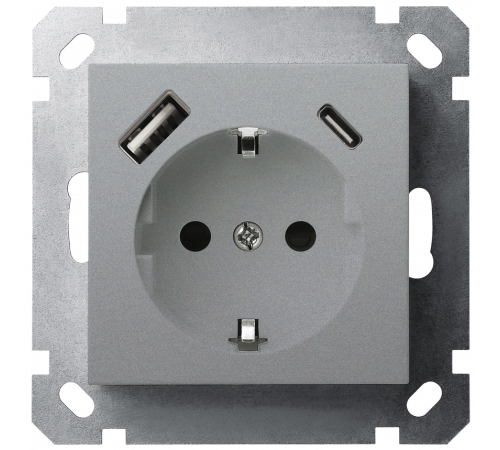 Розетка SHUKO Jasmart с USB тип A + C1 с защитными шторками (2P+T) 25W 16A 250V G5501USB-25S
