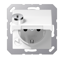 Розетка Schuko с крышкой и замком Jung AS1520BFKLSLWW