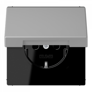Розетка 2K+З с крышкой Jung LC1520BFKL204