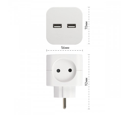 Разветвитель электрический Эра SP-2-USB-W Б0049531 Разветвитель электрический Эра SP-2-USB-W Б0049531