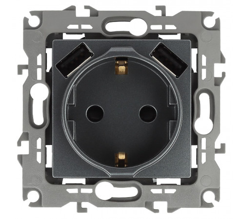 Розетка 2P+E со шторками и 2xUSB Эра 12-4109-12 Б0047846 Розетка 2P+E со шторками и 2xUSB Эра 12-4109-12 Б0047846