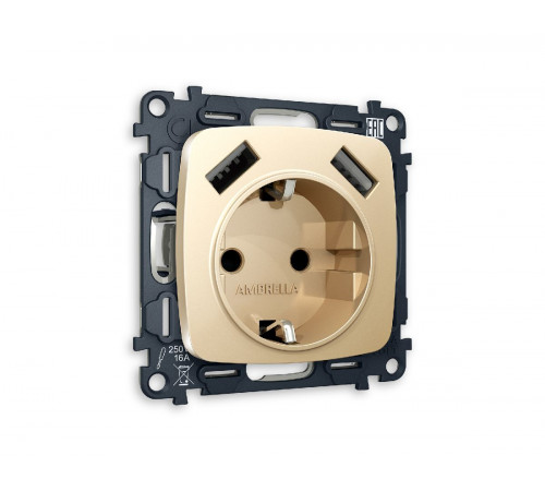 Комплект механизма розетки 2USB A+A 18W (быстрая зарядка) с/з Ambrella Volt Omega MO609010 Комплект механизма розетки 2USB A+A 18W (быстрая зарядка) с/з Ambrella Volt Omega MO609010