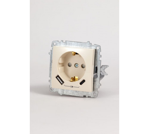 Розетка с/з зарядка (Type C+USB) ELBI Zena Vega 609-010300-334 Розетка с/з зарядка (Type C+USB) ELBI Zena Vega 609-010300-334