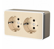 Розетка Werkel двойная с заземлением Gallant шампань рифленый W5072110 4690389164682 a051037