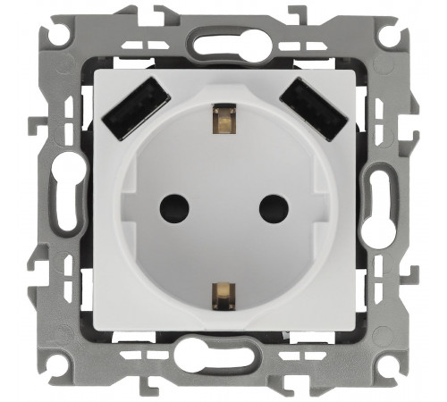 Розетка 2P+E со шторками и 2xUSB Эра 12-4109-01 Б0047840