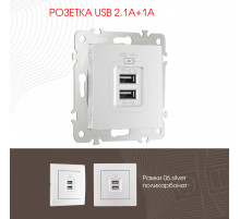 Розетка USB 2.1А+1А Arte Milano 206.46-1.silver