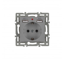 Механизм розетки с USB зарядкой Arlight SCT-MUAA-PL-GR (250V, 16A) 043735