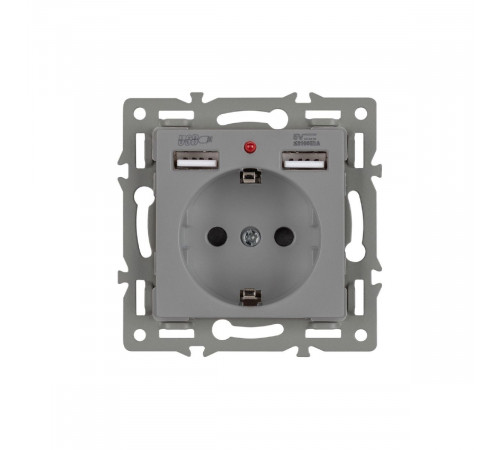 Механизм розетки с USB зарядкой Arlight SCT-MUAA-PL-GR (250V, 16A) 043735 Механизм розетки с USB зарядкой Arlight SCT-MUAA-PL-GR (250V, 16A) 043735